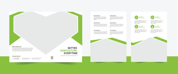 Agriculture a4 brochure template, lawn gardening print design, green bi-fold brochure, farming design