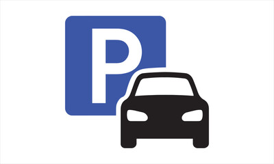 Parking Lot Sign Icon Vector Blue P Symbol Car Automobile Traffic Reservation Area