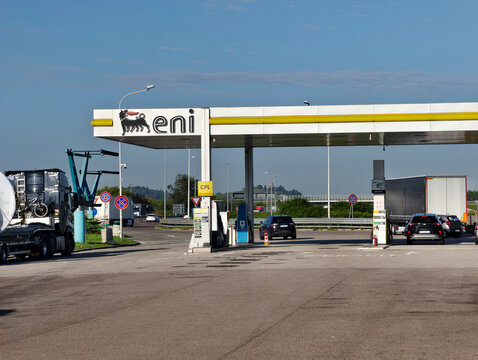Milan,Italy-Sep.29th 2025: eni gas station in Italy