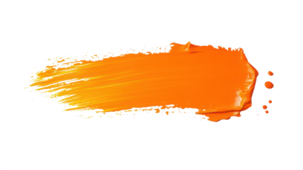 thick orange paint stroke isolated on white or transparent png
