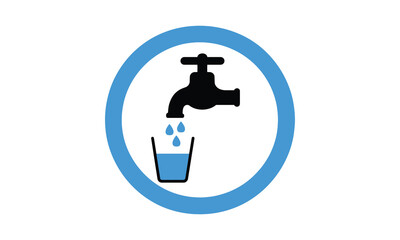 Potable Drinking Water Icon Vector Faucet Tap Glass Clean Refreshment Safety Symbol