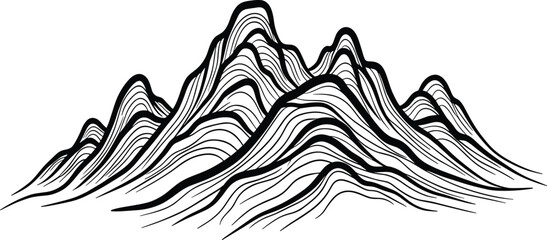 Mountain Range Line Art – Abstract Landscape Illustration for Nature and Design Projects
