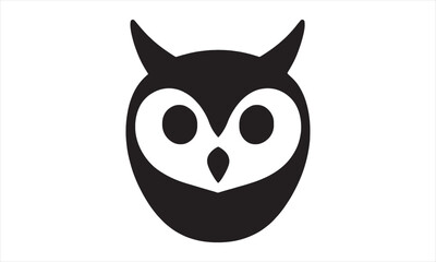 Wise Owl Head Icon Vector Black Silhouette Animal Bird Knowledge Wisdom Symbol