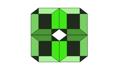3d green cube with reflection