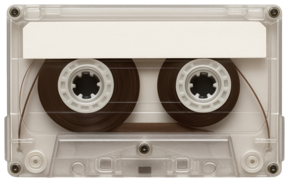 Clear Plastic Audio Cassette Tape with Visible Reels