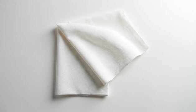 White linen napkin with subtle silver dot pattern. Fabric texture shown in clean simple flat lay composition. Perfect for tabletop or home decor settings. Adds elegant minimalist style.