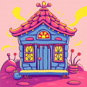 Stylized hiya hus with energetic lines and bright hues, stylized,  greeting