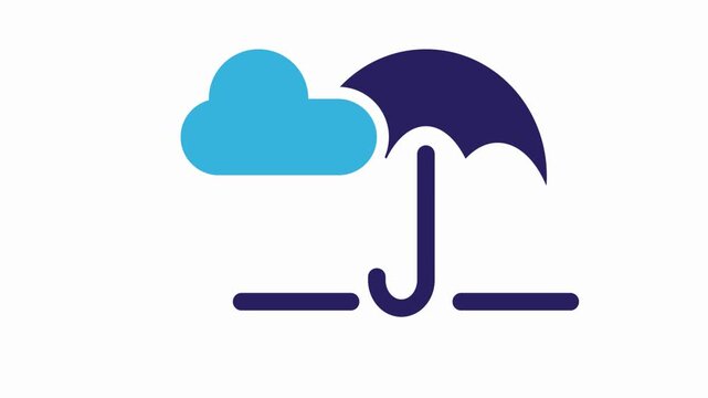 rain drop  and umbrella  icon animation  simple  flat