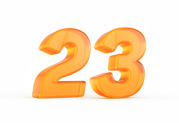 Obraz premium Vivid orange number 23 with glowing edges, shiny surface, and elegant finish. 3D illustration.