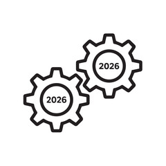 Gears with 2026 isolated on white background, representing future technology