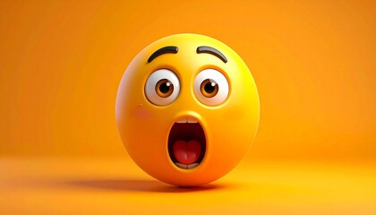 Surprised emoji face on orange gradient background.