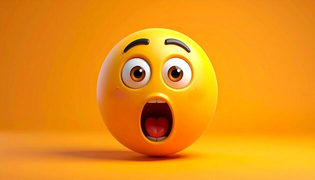 Surprised emoji face on orange gradient background.