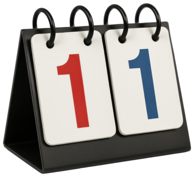 Manual Flip Scoreboard Isolated on Transparent Background