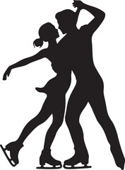 Figure Skating Couple Dance on Ice Silhouette Professional Artistic Sport Competition Performance Vector Illustration Isolated