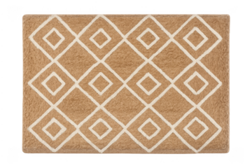 Brown carpet with geometric diamond pattern and transparent background