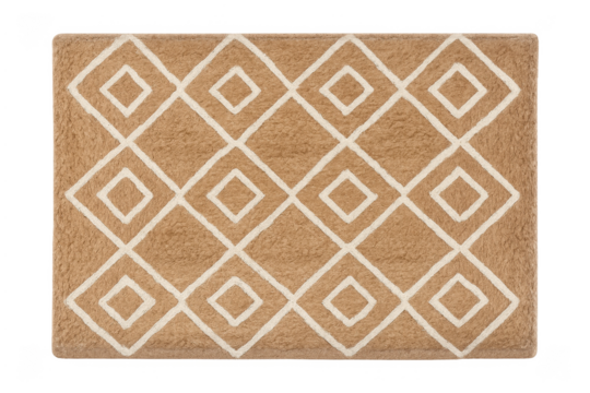 Brown carpet with geometric diamond pattern and transparent background - Powered by Adobe