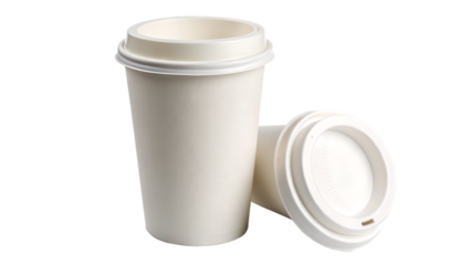 White disposable paper coffee cup with lid to go cut out on PNG. AI generated.
