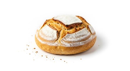 Round artisan bread dusted with flour