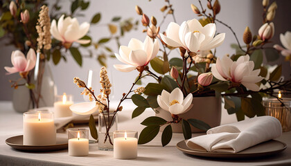 still life with tulips and candles