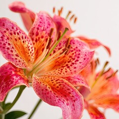 Close Up Pink And Orange Spotted Lilies