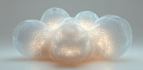 Abstract Glowing Spheres Cluster