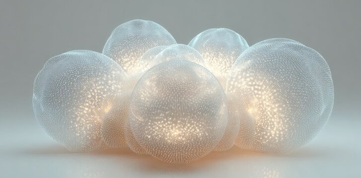 Abstract Glowing Spheres Cluster