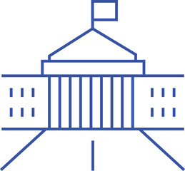 Government Building Line Icon &ndash; Public Institution, Capitol, Parliament, Court Outline Symbol
