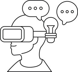 A man wearing a virtual reality headset with a light bulb on his head