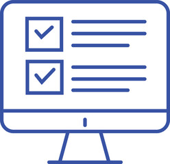 Online Checklist Line Icon &ndash; Digital Task List, Web Form & Computer Verification Symbol