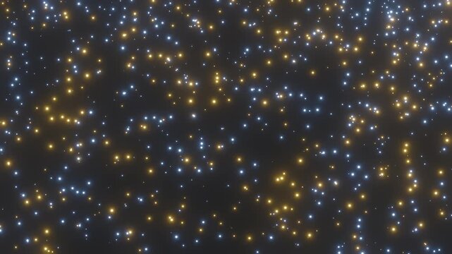 Star rain. Abstract motion background shining colorful particles. Shimmering Glittering Particles With Bokeh. New year and Christmas 2026 background. Noise. Seamless 4K video animation 007