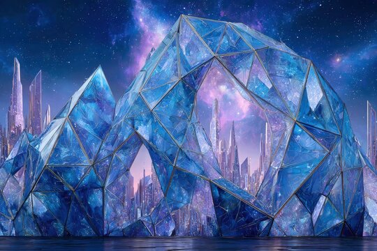Futuristic Crystal Cityscape At Night