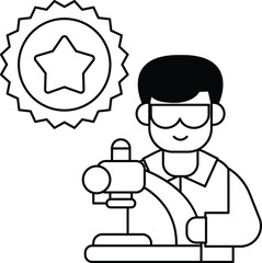 A man wearing glasses is working on a microscope