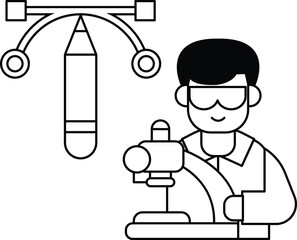 A man is drawing with a pencil