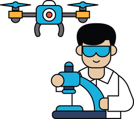 A man is operating a drone