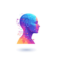 Artificial Intelligence and Humanoid Head with Circuit Board Connections