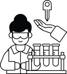 A woman in a lab coat holding a key to a lab