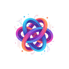 Abstract Interconnected Knot or Network Flow Illustration.