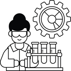 A man in a lab coat is holding a beaker and smiling