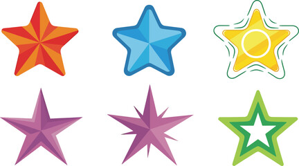 Obraz premium Colorful star icons collection Vector