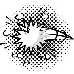 Retro Comic Book Style Explosion Burst with Starburst and Halftone Dots on Transparent Background