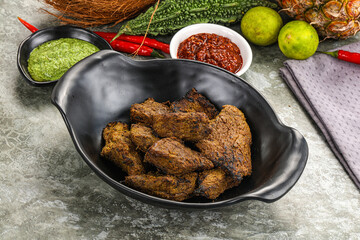 Grilled beef barbecue with spises