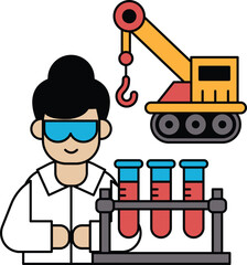 A man in a lab coat is holding three test tubes