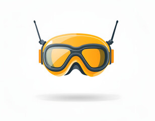Cartoon FPV Goggles or Drone Racing Glasses Icon with Antennas.