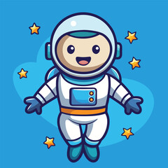 design logo vector cartoon icon mascot illustration astronaut floating in space