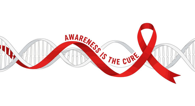 Promote hope and awareness with this impactful red ribbon design for World AIDS Day or any health campaign, symbolizing support and solidarity