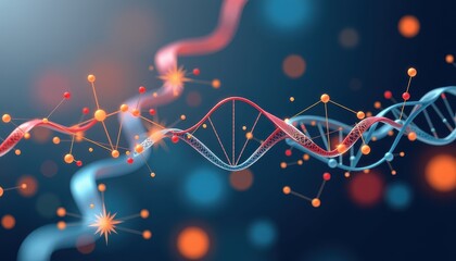 Microscopic Genetics Concept with Abstract Molecular Structure and Bokeh Effect