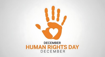 Fototapeta premium Human rights day december celebration with hand and heart symbol on a light gray background design