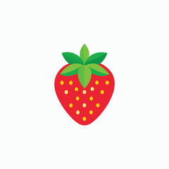 Red strawberry with green leaves isolated on white background

