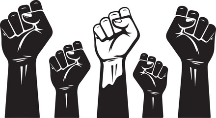 Five Black Fists Raised in Solidarity and Protest