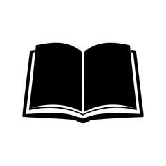 Silhouette of an open book for reading and learning concepts symbol